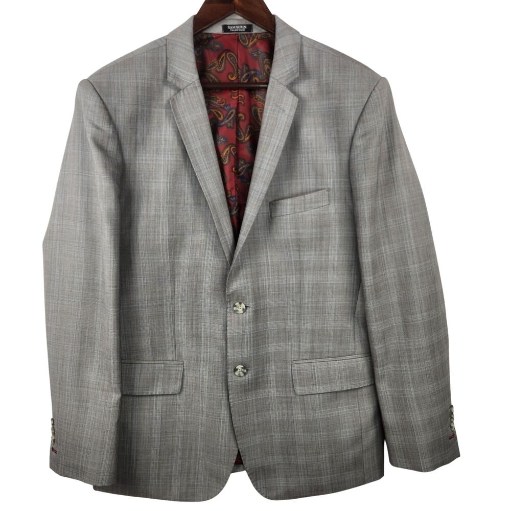 Sam Surin Bespoke Blazer Men 42 Gray Glen Plaid Luxury Wool Italy Jacket EUC